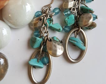 Blue Silver Dangle Earrings