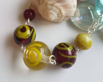 Golden Brown Glass Bead Necklace