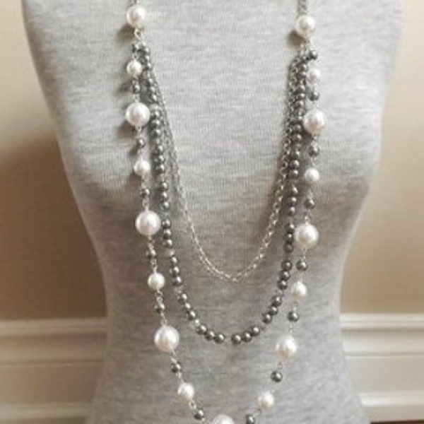 Collier de perles longues, collier de longueur d’opéra, collier de perles de corde, collier de perles, collier de perles de cristal