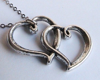 Double Heart Necklace, Love Necklace