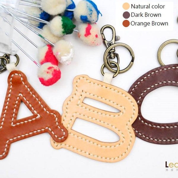 Leatherism Dap-Dap-Sew Genuine Leather Alphabet A-N Capital Letter Upper Case Keychain Keyring DIY Kit