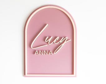 Placa personalizada con nombre / Anuncio de nacimiento en acrílico / Revelación del nombre del bebé / Decoración para la habitación infantil