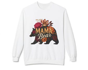 Mama Bear Sweatshirt: Vintage Floral Crewneck, Cozy Mom Jumper
