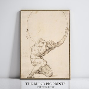 Atlas Titan Print | Hellenic Art | Greek Mythology Print | Digital Download Wall Art | Aesthetic Wall Decor