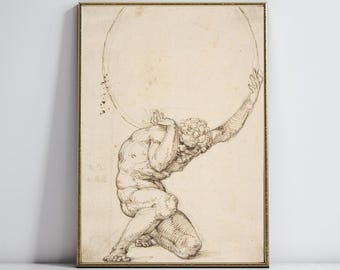 Atlas Titan Druck | Hellenische Kunst | Griechische Mythologie Druck | Digitaler Download Wandkunst | Ästhetische Wanddekoration