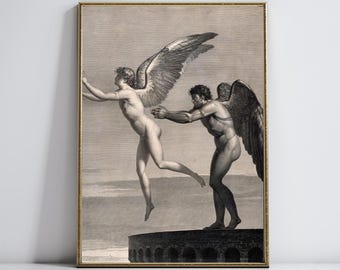 Death of Icarus Print | Hellenic Art | Greek Mythology Print | Digital Download Wall Art | Aesthetic Wall Decor