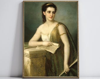 Calíope, musa griega / Impresión de arte helénico / Impresión de mitología griega / Descarga digital de arte de pared / Decoración estética de pared