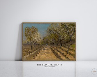 Vineyard Landscape Print | Light Academia | Vintage Aesthetic | Watercolour Art | Antique Wall Art | Digital Download Wall Art