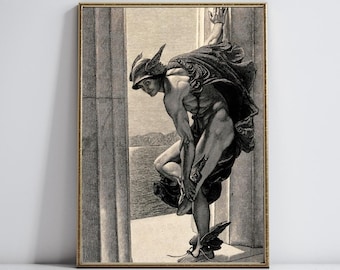 Hermes griechischer Gott Vintage Druck | Hellenische Kunst | Griechische Mythologie Druck | Digitaler Download Wandkunst | Ästhetische Wanddekoration