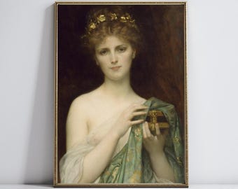 Die Büchse der Pandora Hellenische Kunstdruck | Griechische Mythologie Druck | Digitaler Download Wandkunst | Ästhetische Wanddekoration