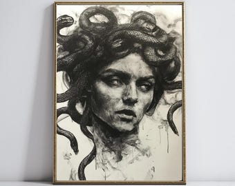 Medusa Druck | Hellenische Kunst | Griechische Mythologie Druck | Digitaler Download Wandkunst | Ästhetische Wanddekoration