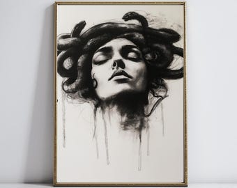 Kunstdruck Medusa | Hellenische Kunst | Griechische Mythologie Druck | Digitaler Download Wandkunst | Ästhetische Wanddekoration