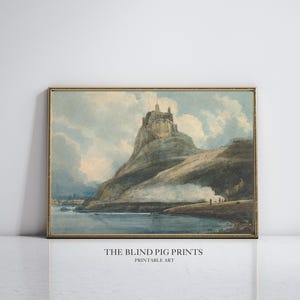 Scenic Castle Print | Vintage Art | Watercolour Oil Painting Print | Digital Download Wall Art