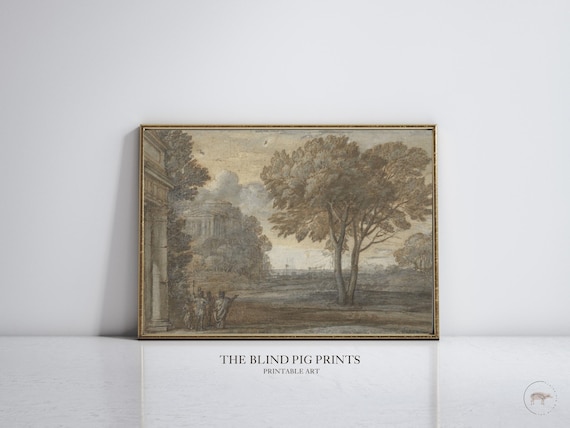 Greece Landscape Print | European Gallery | Vintage European Art | Architecture Painting | Antique Wall Art | Digital Download
