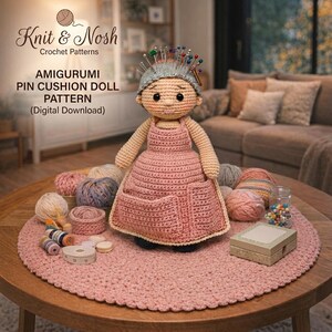 Patrón de ganchillo para alfiletero de amigurumi, muñeco organizador de peluche (descarga digital)