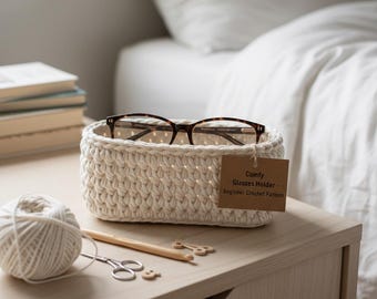 Crochet Glasses Holder Tray Pattern – DIY Eyeglass Case (Digital Download)