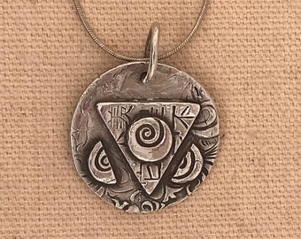 Original Design Solid Silver Pendant - Gift For Her - One of a kind Pendant - PMC 99% SIlver Pendant - Feminine Energy Symbol