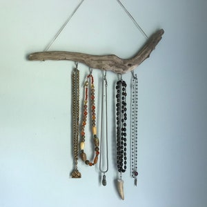 Natural Driftwood Jewelry Organizer to display your favorite Necklaces - Boho Necklace Hanger to display Jewelry - Gift for Her