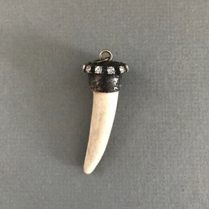 Antler Tip Pendant in Heavy Brass Mounting with Crystal Rhinestones -  Deer Elk Horn Necklace with Lead Free Copper Soldered End Cap