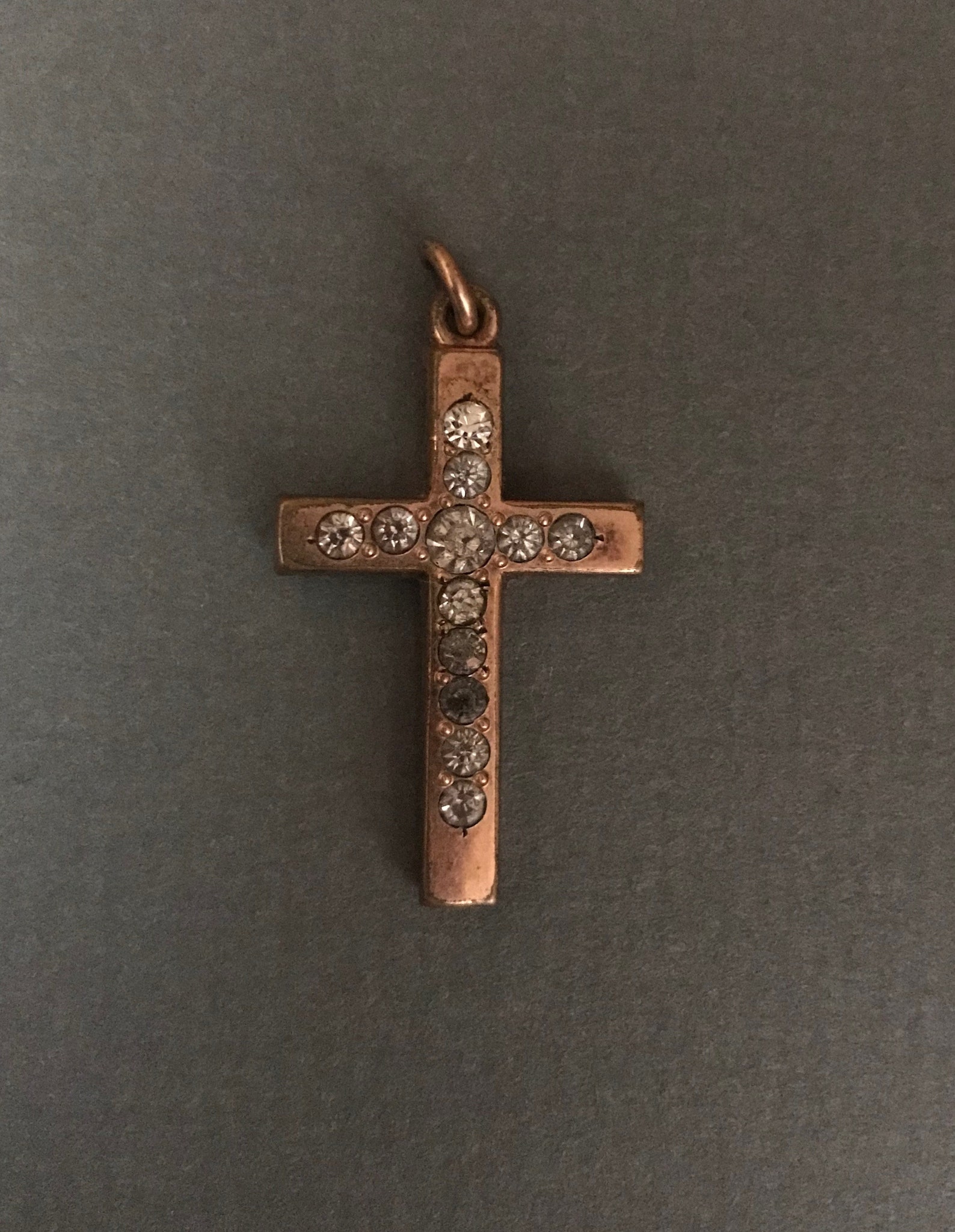 Vintage Rose Gold Tone Cross Crucifix with Rhinestones | Etsy