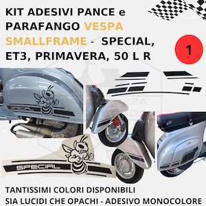 KIT ADESIVI pance + parafango vespa SMALLFRAME 50 special r l n 125 primavera vespa et3 custom adhesives decals emblems vynil personalizzati
