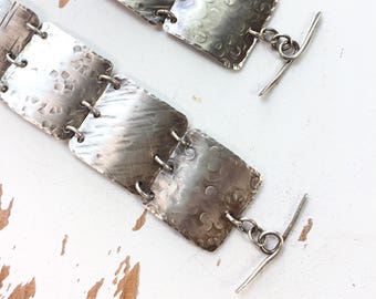 I Only Have Eyes For You - Hammered Sterling Silver Squares Bracelet