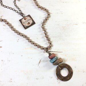 Necklace Duo - Je t&#39;aime Set with Crystals, Brass, Ceramic and Glass dome