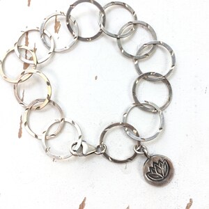 Strike A Pose - Lotus Bracelet - Sterling Silver with lotus leaf charm