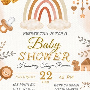 Watercolor Baby Shower Invitation Template