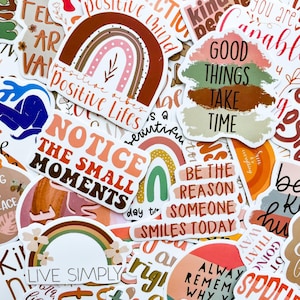 50 Random Boho Quote Stickers, Inspirational Word Stickers, Bohemian Art Stickers, Waterproof Stickers for Journal, Scrapbook, DIY Crafts