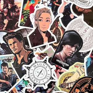 Pack de 50 autocollants Uncharted, autocollants de jeu d'aventure pour les fans et les joueurs, autocollants en vinyle imperméables pour ordinateur portable, bouteille d'eau, scrapbooking