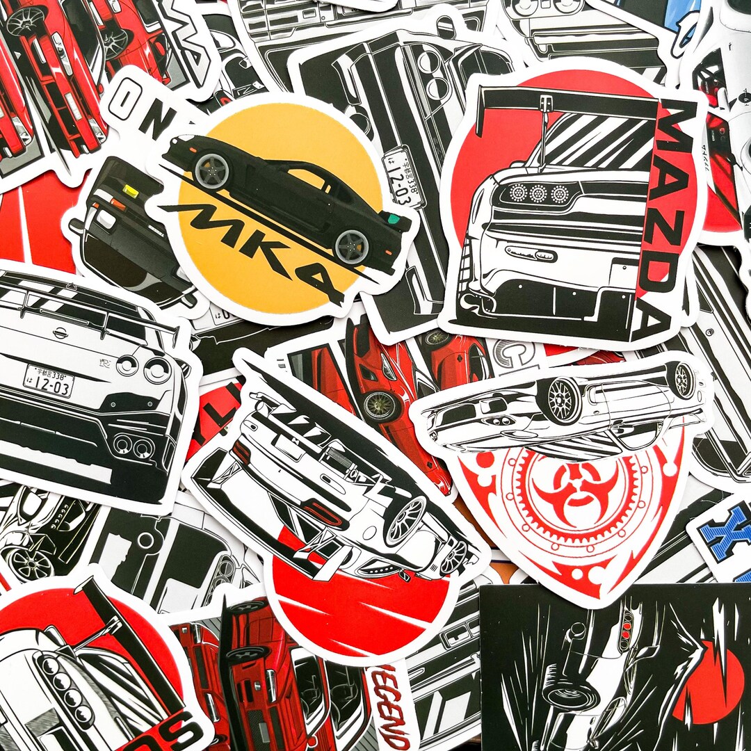 50PCS Dynamic Classic Car Stickers, Edgy Monochrome Stickers, Vibrant ...