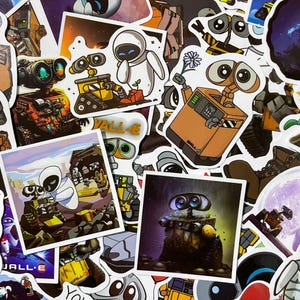 50pcs Cute WALLE and EVE Stickers for Kids, Sci-Fi Robot Stickers, Robot Movie Stickers, Waterproof Stickers for Journal, Scrapbook, Child