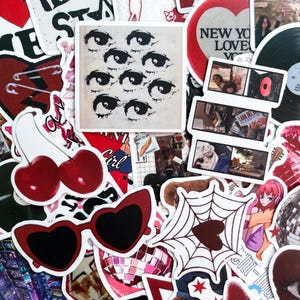 50 stuks Downtown Girl-stickers, vintage rockstickers, coquettestickers, stickerspakket hart en lippen, waterdichte stickers voor Kindle-laptop