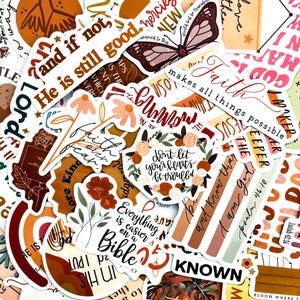 Paquete de 50 pegatinas de fe cristiana, calcomanías impermeables con versículos bíblicos, pegatinas de ánimo positivo, pegatinas de vinilo religiosas inspiradoras