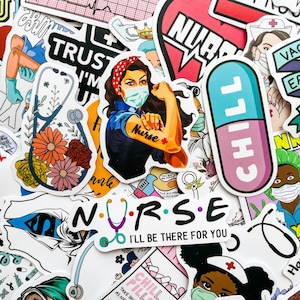 50 Random Nurse Life Stickers, Funny Healthcare Stickers, RN Appreciation Stickers, Waterproof Stickers for Laptop, Water Bottle, Scrapbook