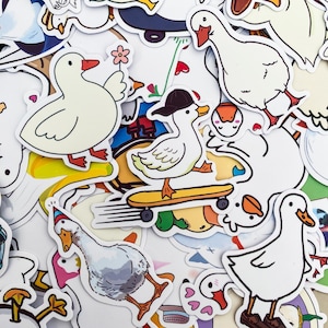Paquete de 50 pegatinas de pato adorables, pegatinas de ganso y pato kawaii para niños, pegatinas de ganso impermeables para álbumes de recortes, diarios y manualidades infantiles.