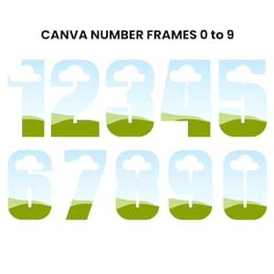 0 to 9 Canva Number Frames, Anniversary Gift