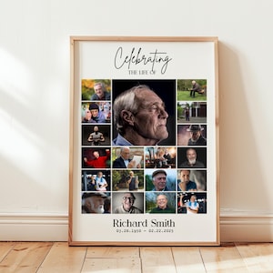 Personalized Memorial Service Sign Photo Collage Template, Celebration of life, Funeral Welcome Sign, Forever in our hearts