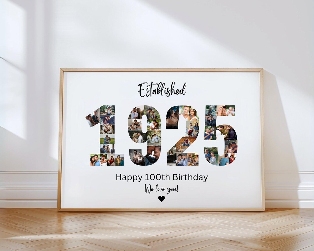 DIGITAL 1925 Photo Collage Template, 100th Birthday Gift for Him ...