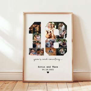 Modelo de colagem de fotos DIGITAL para 18º aniversário, presente de 18 anos para namorado, presente para ela, ideia de presente para marido e mulher