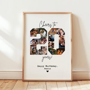 DIGITAL 20th Birthday Anniversary Photo collage Template, 20 year gift for boyfriend, Present for Her