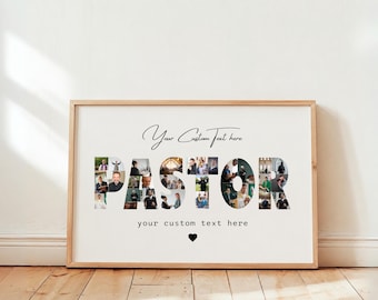Modèle de collage photo de pasteur, cadeau de remerciement, cadeaux pour groupe d'église, ministère auprès des jeunes, cadeaux d'étude de la Bible