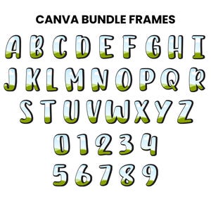 A to Z Canva Letter Frames, 0 to 9 Number Bundle Template