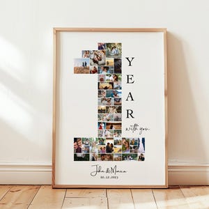 Plantilla de collage de fotos DIGITAL del primer aniversario, regalo de 1 año para novio, regalo para ella / 44 fotos