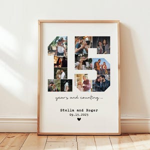 Plantilla de collage de fotos digital del 15.º aniversario, regalo de 15 años para novio, regalo para ella
