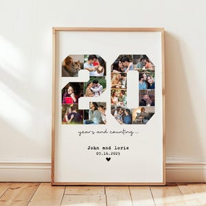 DIGITAL 20th Anniversary Photo collage Template, 20 year gift for boyfriend, Present for Her