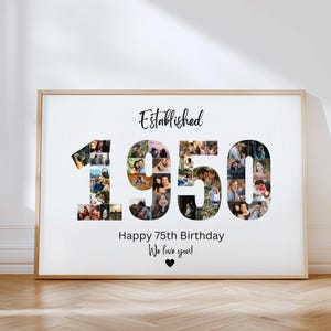 DIGITALE 1950 Foto-Collage Vorlage, 75 Jahre Geburtstagsgeschenk für Ihn, Geschenk für Sie, Hochzeitstag, 75 Jahre