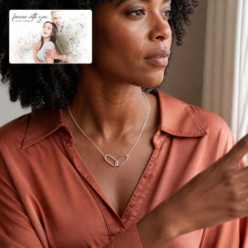 Everlinked Sterling Necklace worn by an adult in a polished evening lifestyle scene.