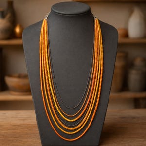 Rose Gold and Gray Statement Beaded Necklace shown individually as a coordinating option for the mix and match necklace set